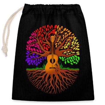 Yggdrasil Nature Musicien Arbre De Vie - Sac cadeau en coton avec cordon (25 x 30 cm) - noir - Devant