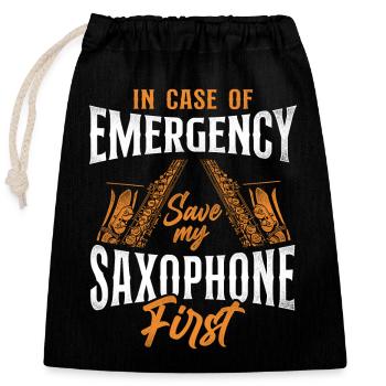 Saxophone en cas d’urgence - Sac cadeau en coton avec cordon (25 x 30 cm) - noir - Devant
