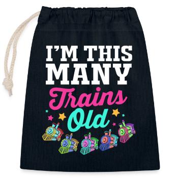 Anniversaire des enfants Train Train Conducteur Locomotive - Sac cadeau en coton avec cordon (25 x 30 cm) - bleu marine - Devant