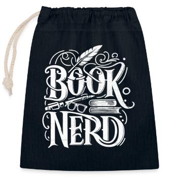 Book Nerd Books Reading Bookworm Bibliophile - Closable cotton gift bag (25x30cm) - navy - Front