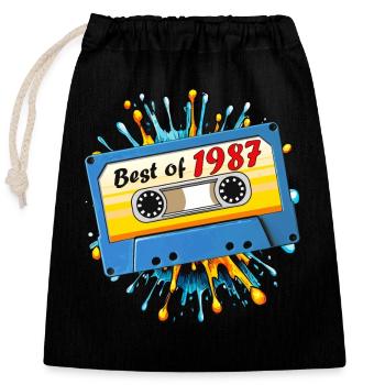 1987 MUSIKKASETTE BEST OF - Verschließbarer Geschenkbeutel aus Baumwolle (25x30cm) - Schwarz - Vorne