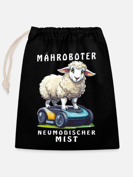 SCHAF MÄHROBOTER NEUMODISCHER MIST - Verschließbarer Geschenkbeutel aus Baumwolle (25x30cm) - Schwarz