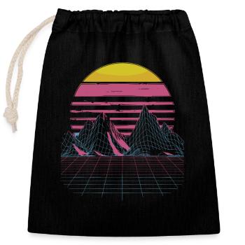 Monde cyberpunk rétro-futuriste - Sac cadeau en coton avec cordon (25 x 30 cm) - noir - Devant