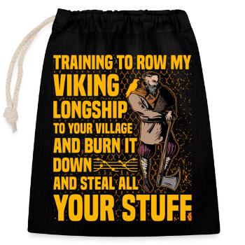 Citation viking - Sac cadeau en coton avec cordon (25 x 30 cm) - noir - Devant