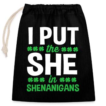 Shenanigan - Closable cotton gift bag (25x30cm) - black - Front