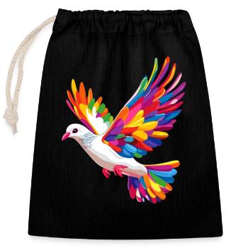 Taube Weiß Frieden Peace Ringeltaube Weiße Tauben - Verschließbarer Geschenkbeutel aus Baumwolle (25x30cm) - Schwarz - Vorne