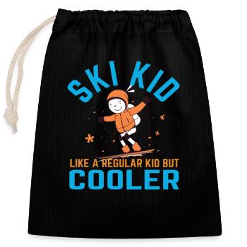 Ski Kid - Closable cotton gift bag (25x30cm) - black - Front
