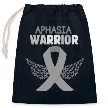 Aphasia warrior grey ribbon aphasia awareness - Closable cotton gift bag (25x30cm) - navy - Front