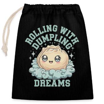 Dim-sum lovers of Chinese cuisine and dumplings - Closable cotton gift bag (25x30cm) - black - Front