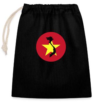Carte du Vietnam Drapeau vietnamien Vietnamien - Sac cadeau en coton avec cordon (25 x 30 cm) - noir - Devant