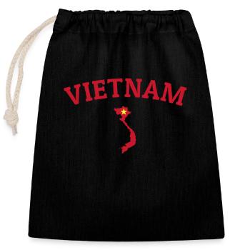 Carte du Vietnam Drapeau vietnamien Vietnamien - Sac cadeau en coton avec cordon (25 x 30 cm) - noir - Devant