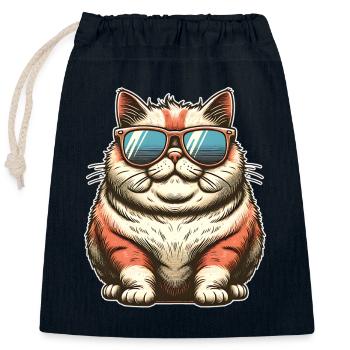 Gros chat frais - Sac cadeau en coton avec cordon (25 x 30 cm) - bleu marine - Devant