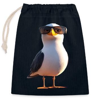 Möwe Strand Meer Nordsee Ostsee Silbermöwe Möwen - Verschließbarer Geschenkbeutel aus Baumwolle (25x30cm) - Navy - Vorne