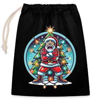 Amusement de l’électrocution de Noël avec le Père Noël - Sac cadeau en coton avec cordon (25 x 30 cm) - noir - Devant