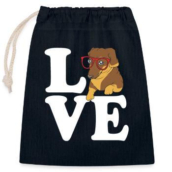 Teckel - Sac cadeau en coton avec cordon (25 x 30 cm) - bleu marine - Devant
