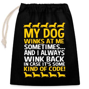 Teckel - Sac cadeau en coton avec cordon (25 x 30 cm) - noir - Devant