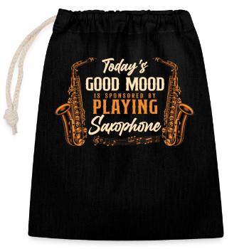 Saxophone La bonne humeur d’aujourd’hui est - Sac cadeau en coton avec cordon (25 x 30 cm) - noir - Devant