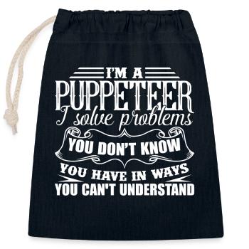 Puppeteer Solves Problems - Closable cotton gift bag (25x30cm) - navy - Front