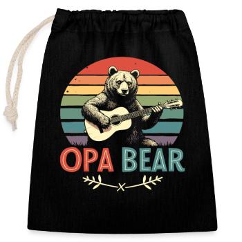 Grand-père ours Grand-père ours Grand-père anniversaire ours fans ours - Sac cadeau en coton avec cordon (25 x 30 cm) - noir - Devant
