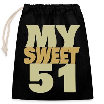 Sweet 51 - Closable cotton gift bag (25x30cm) - black - Front
