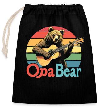 Grand-père ours Grand-père ours Grand-père anniversaire ours fans ours - Sac cadeau en coton avec cordon (25 x 30 cm) - noir - Devant