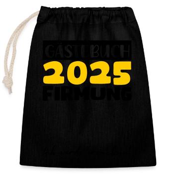 Confirmation 2025 Guestbook Gift Girl Boys - Closable cotton gift bag (25x30cm) - black - Front