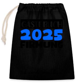 Confirmation 2025 Guest Book Gift Girls Boys - Closable cotton gift bag (25x30cm) - black - Front
