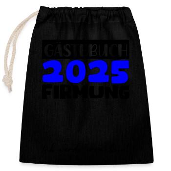 Confirmation 2025 Guest Book Gift Girls Boys - Closable cotton gift bag (25x30cm) - black - Front