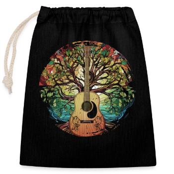 Yggdrasil Musicien de la nature Arbre de vie - Sac cadeau en coton avec cordon (25 x 30 cm) - noir - Devant