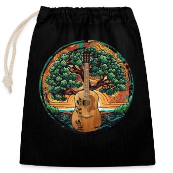 Yggdrasil Musicien de la nature Arbre de vie - Sac cadeau en coton avec cordon (25 x 30 cm) - noir - Devant