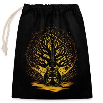 Yggdrasil Musicien de la nature Arbre de vie - Sac cadeau en coton avec cordon (25 x 30 cm) - noir - Devant