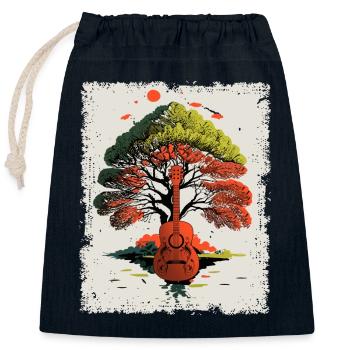 Yggdrasil Musicien de la nature Arbre de vie - Sac cadeau en coton avec cordon (25 x 30 cm) - bleu marine - Devant