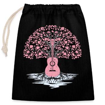 Yggdrasil Musicien de la nature Arbre de vie - Sac cadeau en coton avec cordon (25 x 30 cm) - noir - Devant