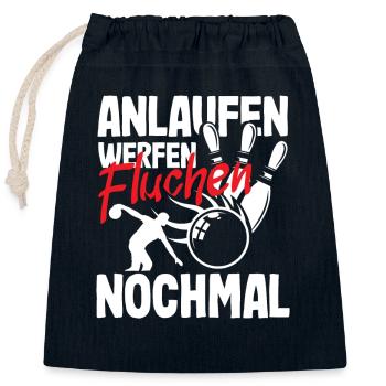 Bowling Run Up Throwing Cursing Again - Closable cotton gift bag (25x30cm) - navy - Front