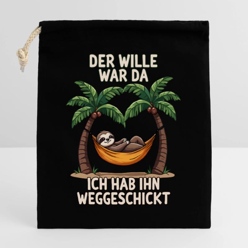 Sloth Saying Late Riser Statement Tired Office Closable cotton gift bag (25x30cm)