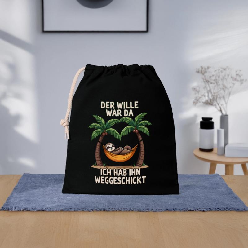 Sloth Saying Late Riser Statement Tired Office Closable cotton gift bag (25x30cm)