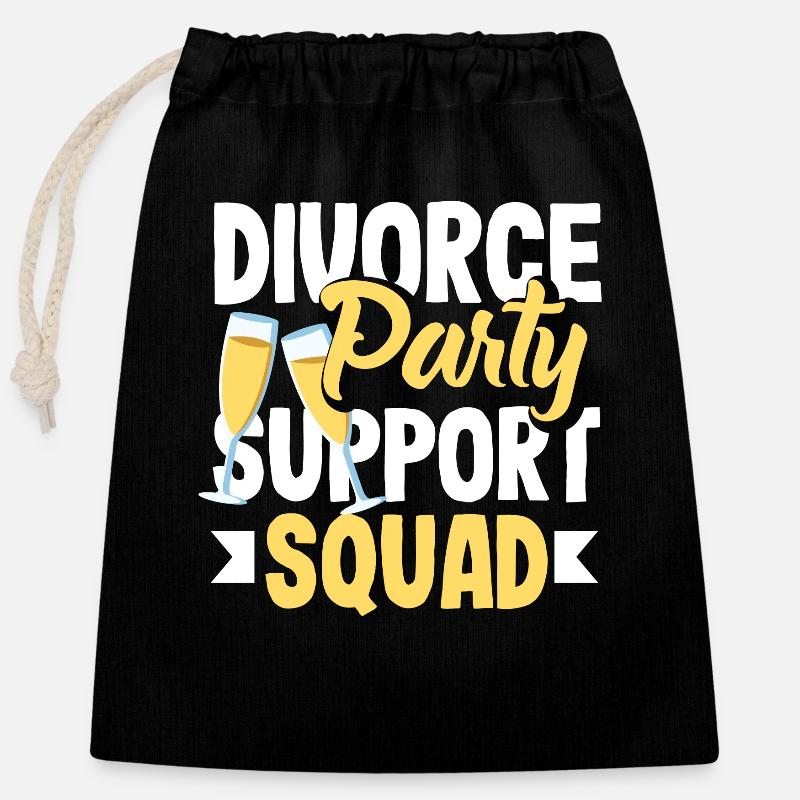 Divorce Partie Soutien Commandement Divorce - Sac cadeau en coton avec cordon (25 x 30 cm) - noir