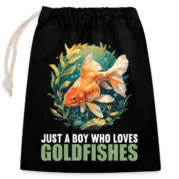 poisson rouge - Sac cadeau en coton avec cordon (25 x 30 cm) - noir - Devant