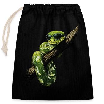 Arbre vert Python Serpents Amoureux Terrarium - Sac cadeau en coton avec cordon (25 x 30 cm) - noir - Devant