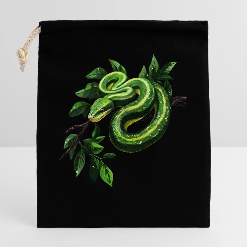 Arbre vert Python Serpents Amoureux Terrarium Sac cadeau en coton avec cordon (25 x 30 cm)