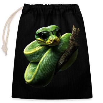 Arbre vert Python Serpents Amoureux Terrarium - Sac cadeau en coton avec cordon (25 x 30 cm) - noir - Devant