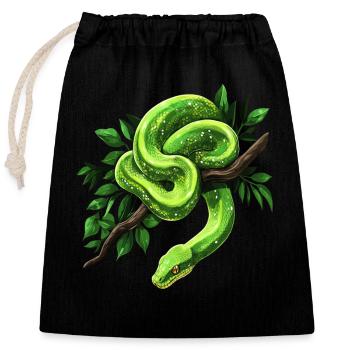 Arbre vert Python Serpents Amoureux Terrarium - Sac cadeau en coton avec cordon (25 x 30 cm) - noir - Devant