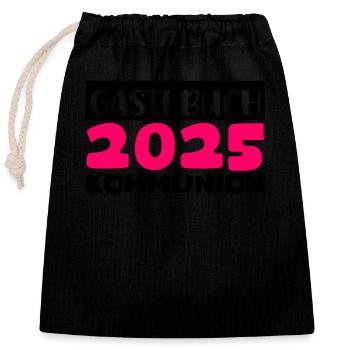Communion 2025 Guest Book Gift Girls Boys - Closable cotton gift bag (25x30cm) - black - Front