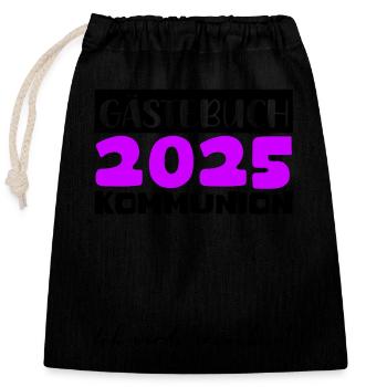 Communion 2025 Guest Book Gift Girls Boys - Closable cotton gift bag (25x30cm) - black - Front