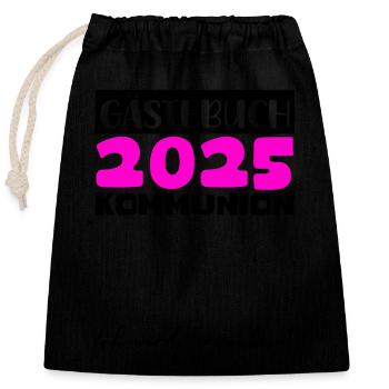 Communion 2025 Guest Book Gift Girls Boys - Closable cotton gift bag (25x30cm) - black - Front