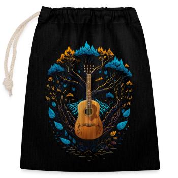 Yggdrasil Musicien de la nature Arbre de vie - Sac cadeau en coton avec cordon (25 x 30 cm) - noir - Devant
