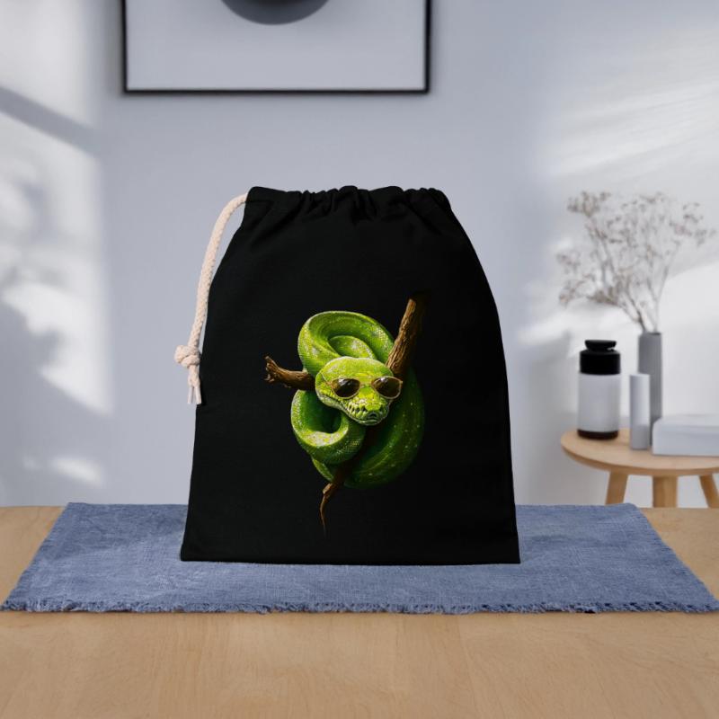 Green Tree Python Snakes Lover Terrarium Closable cotton gift bag (25x30cm)