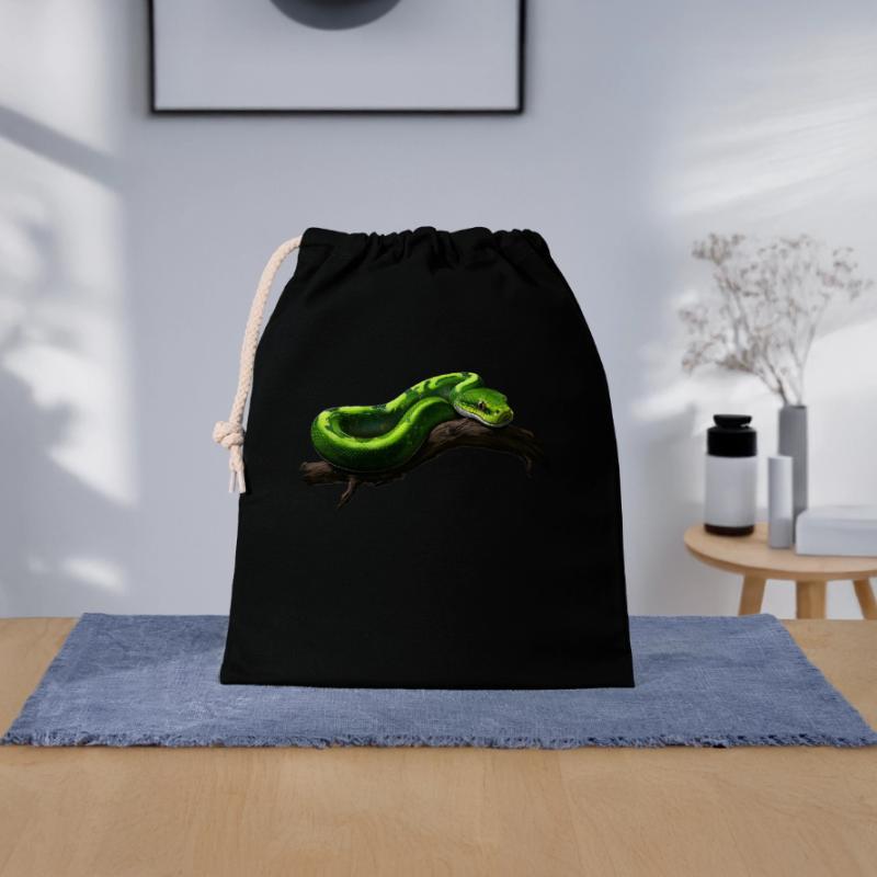 Green Tree Python Snakes Lover Terrarium Closable cotton gift bag (25x30cm)