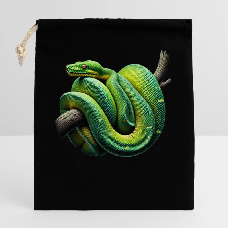 Green Tree Python Snakes Lover Terrarium Closable cotton gift bag (25x30cm)