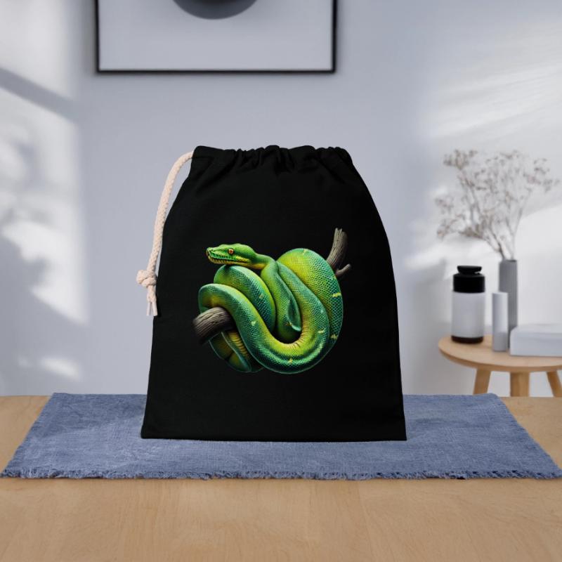 Green Tree Python Snakes Lover Terrarium Closable cotton gift bag (25x30cm)